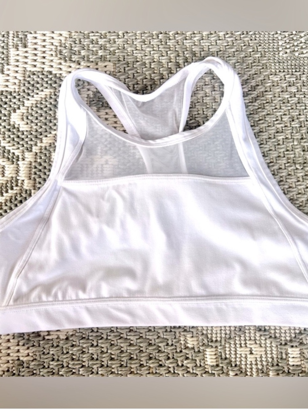Athleta White Racerback Mesh-Back Sports Bra